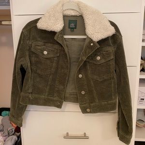 Olive Green Cropped Corduroy jacket